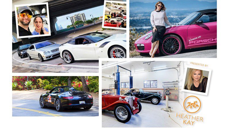 Collage of luxury and classic cars in various scenic locations.