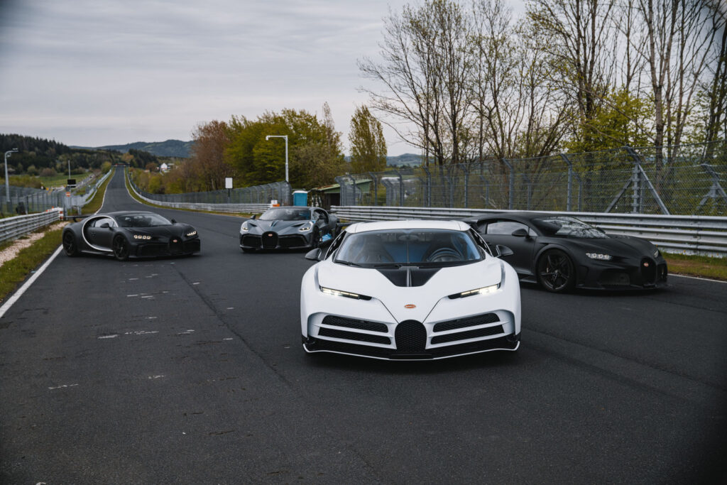 Bugatti Takes the World’s Most Exclusive Development Lineup to the Nürburgring via Carsfera.com