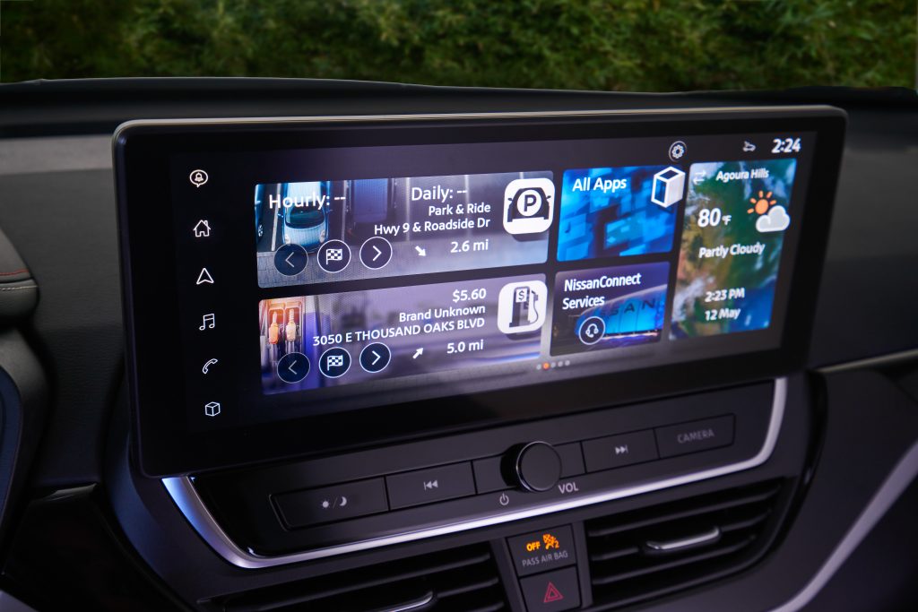 Image: 12.3-inch HD Display and Connectivity Features
Description: The high-tech 12.3-inch HD color display of the 2023 Altima SR, highlighting its multi-touch control and advanced connectivity features.