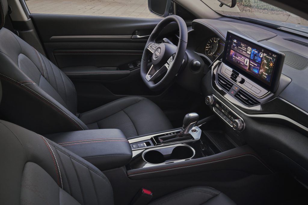 Image: 2023 Nissan Altima SR Interior
Description: The luxurious interior of the 2023 Nissan Altima SR, showcasing refined instrument panel finishings and NASA-inspired Zero Gravity seats.