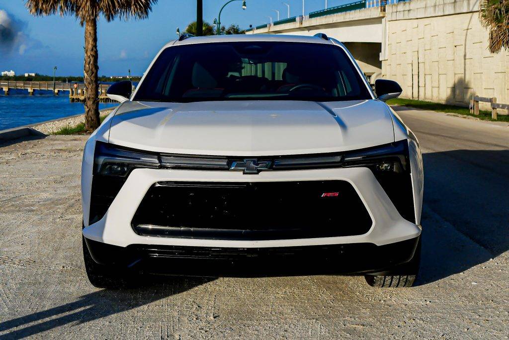 2024 Chevrolet Blazer EV RS AWD cruising through sunny Florida. Visit Carsfera.com