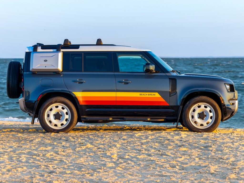 View stunning images of the limited-edition Defender ‘Beach Break,’ showcasing its surf-inspired design, rugged features, and coastal adventure appeal - Visit Carsfera.com