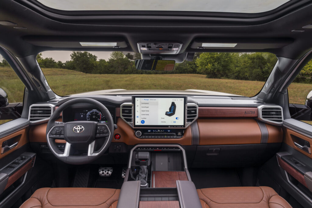 Interior cabin of the Sequoia 1794 Edition, featuring premium leather, wood trim, and a spacious layout.