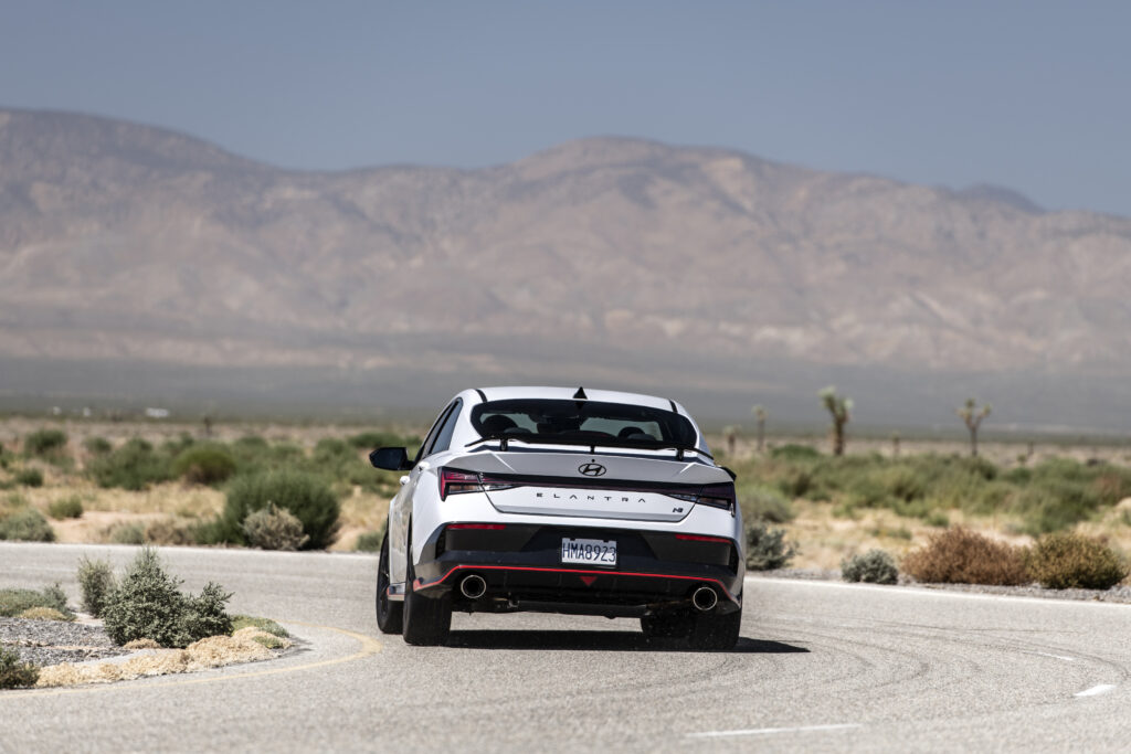 2025 Hyundai Elantra N sports sedan with aggressive styling and performance design.