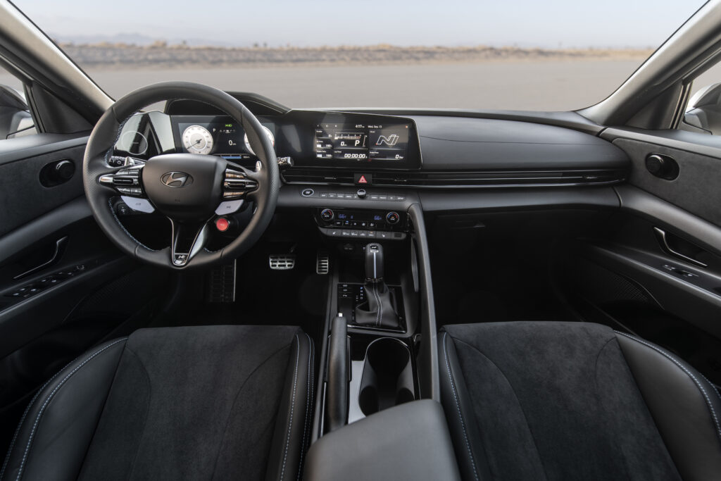 2025 Hyundai Elantra N sports sedan with aggressive styling and performance design.