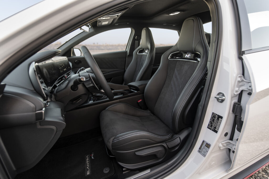 2025 Hyundai Elantra N sports sedan with aggressive styling and performance design.