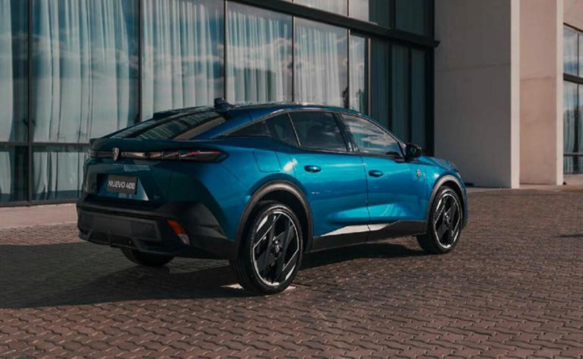 Sleek blue crossover SUV parked beside a modern glass building.