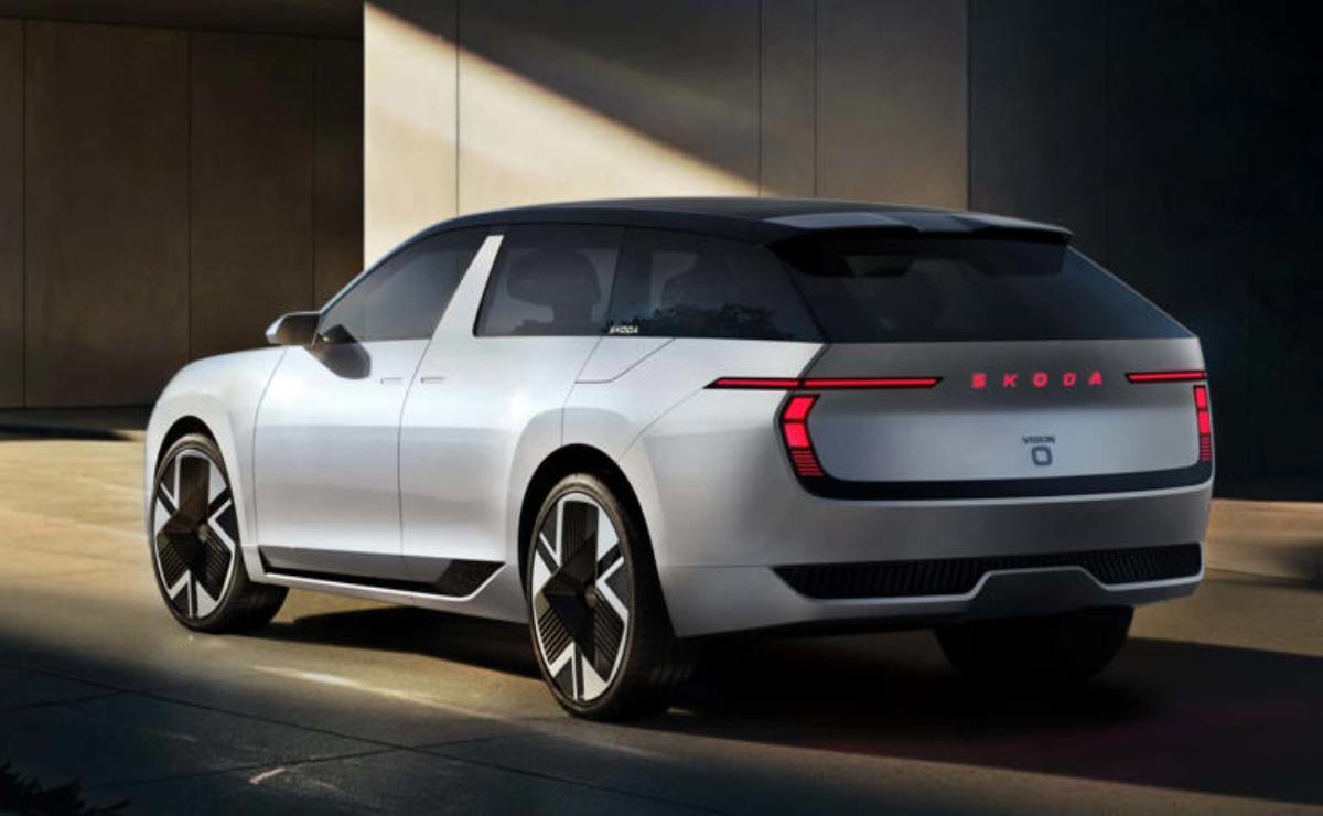 Sleek silver electric SUV parked in a modern minimalist space.