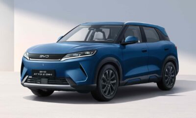 A sleek blue SUV with modern design features and black alloy wheels.