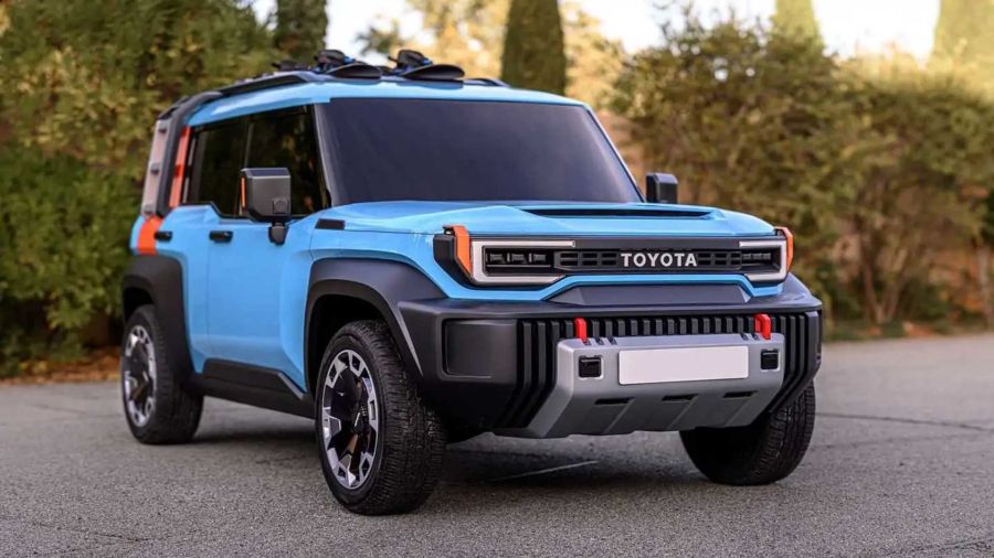 Blue Toyota off-road vehicle parked outdoors.