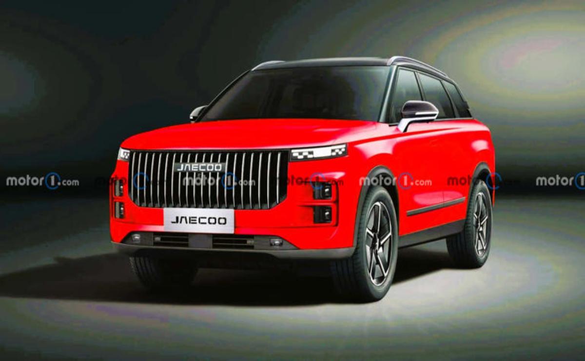 Sleek red luxury SUV with modern design and black roof.