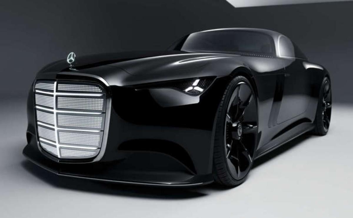 Sleek black luxury car with modern design and glossy finish.
