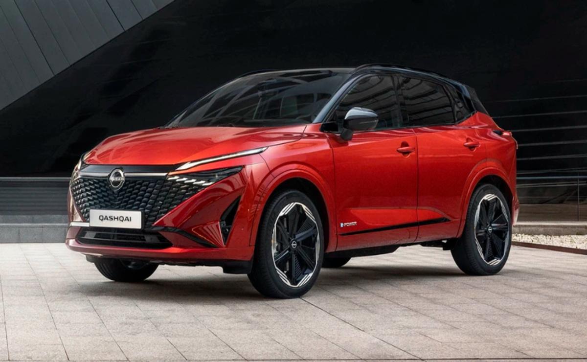 Sleek red modern SUV with black accents and sharp design.