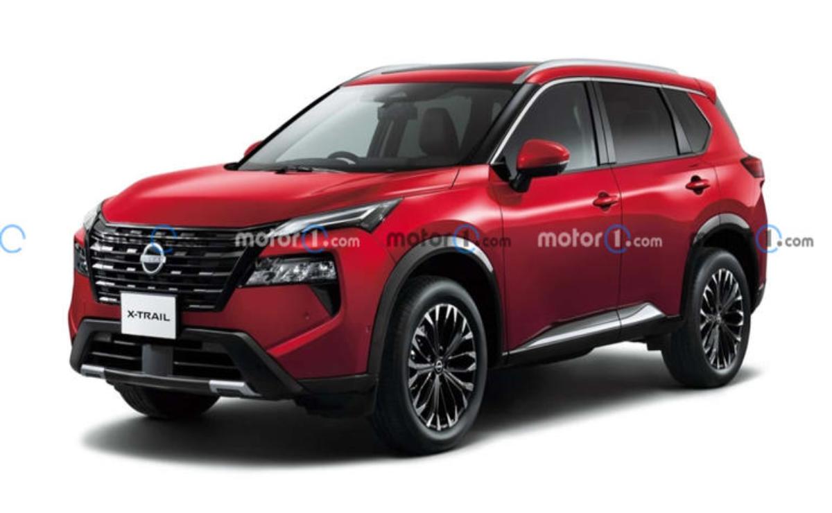 Red modern SUV with sleek design and black rims.