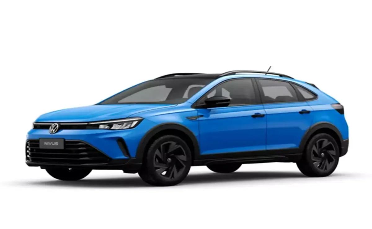 Blue modern compact SUV with black wheels and roof rails.