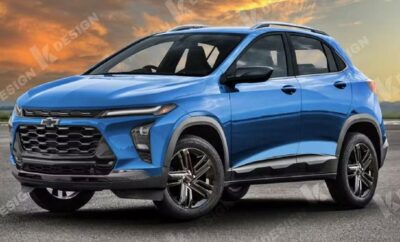 Blue modern SUV parked outdoors during sunset.