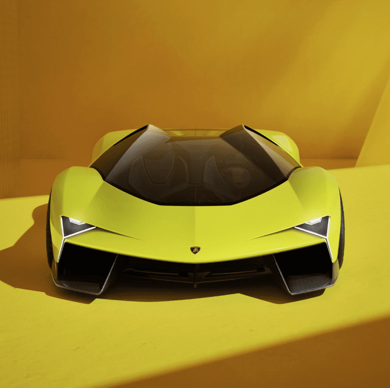 A sleek yellow Lamborghini sports car in a vibrant yellow setting.