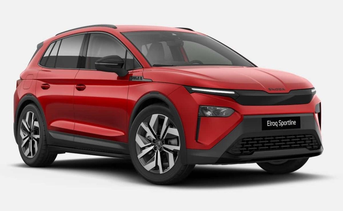 Sleek red electric SUV with modern design and aerodynamic features.