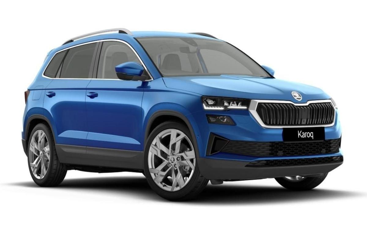 Blue luxury SUV with sleek design and large alloy wheels.