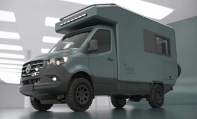 Modern, rugged camper van designed for off-road adventures.