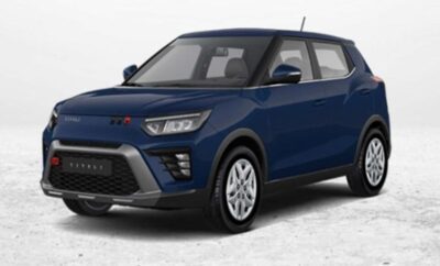 A blue compact SUV with modern design features.