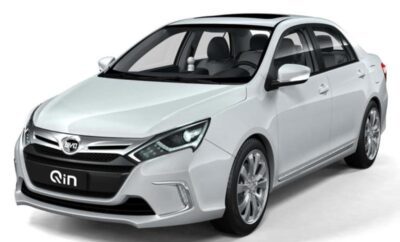 Sleek silver sedan with modern design and sharp headlights.