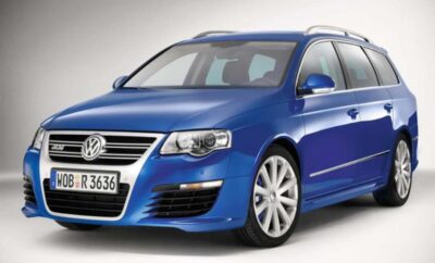 Blue Volkswagen SUV parked against a plain background.