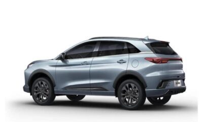 Sleek silver SUV with tinted windows and black wheels.