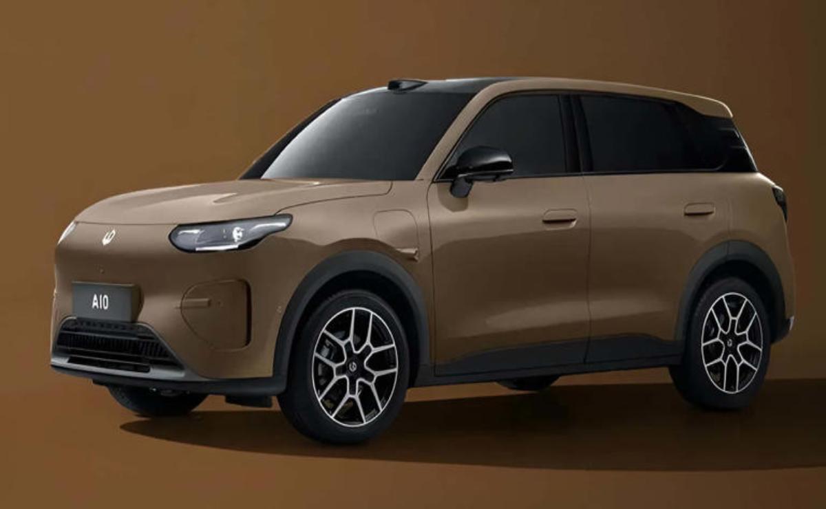 Sleek brown electric SUV with modern design and tinted windows.