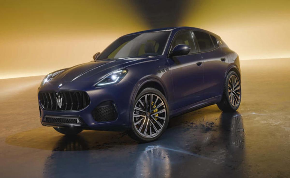 Sleek blue luxury SUV with modern design and stylish alloy wheels.