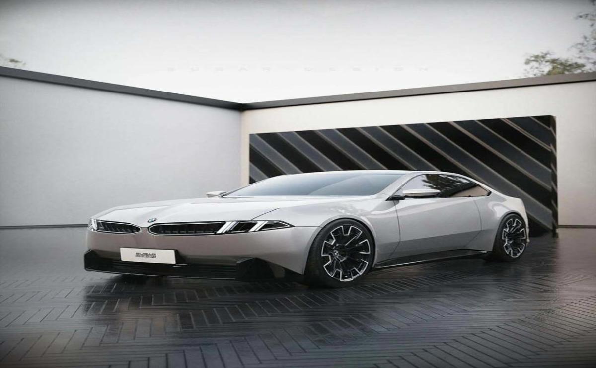 Sleek silver concept car with futuristic design and unique wheels.