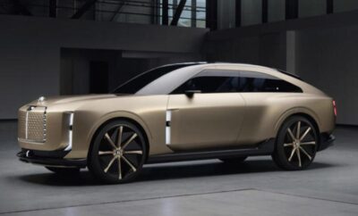 Sleek gold luxury SUV with modern design and large wheels.