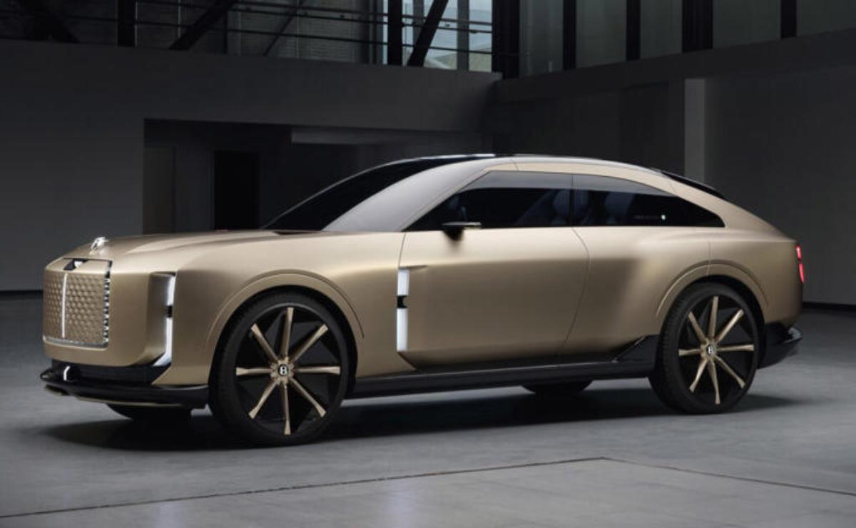 Sleek gold luxury SUV with modern design and large wheels.