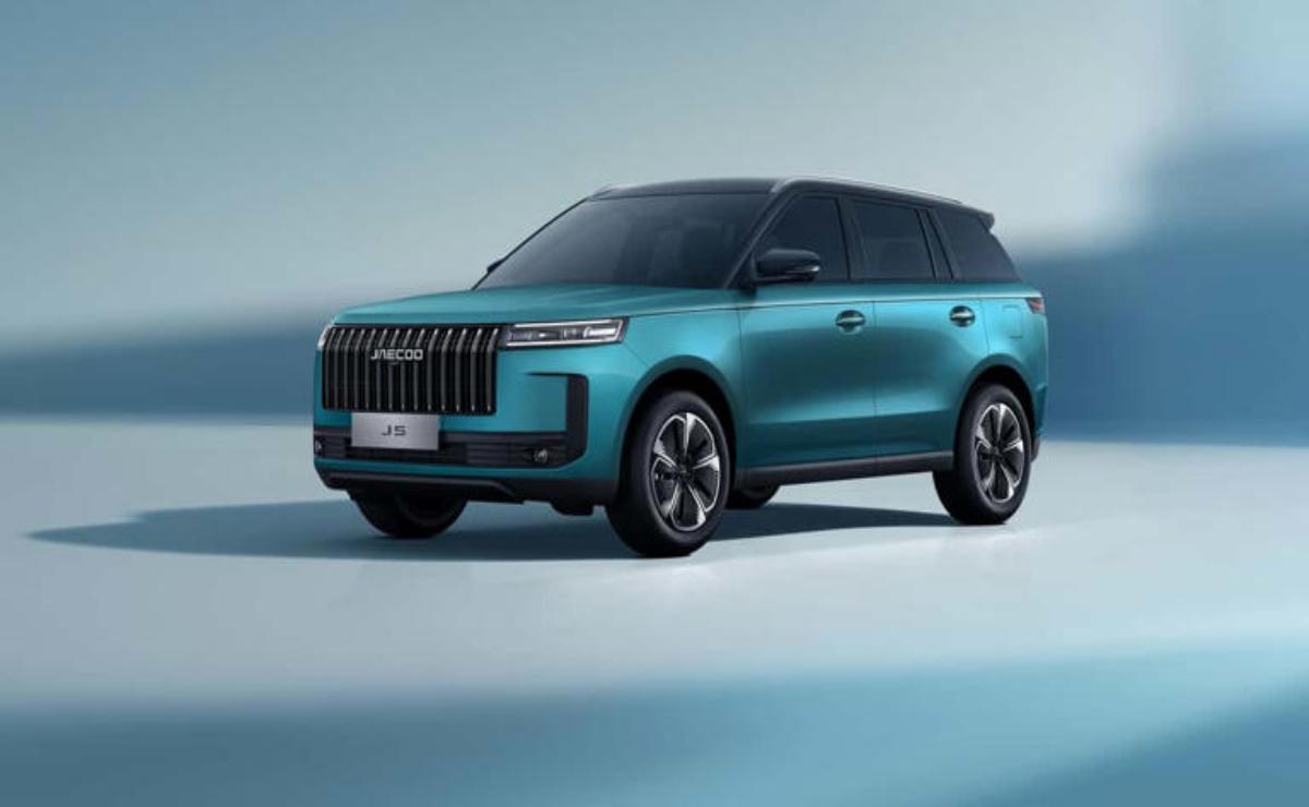 Sleek blue luxury SUV with modern design and black roof.