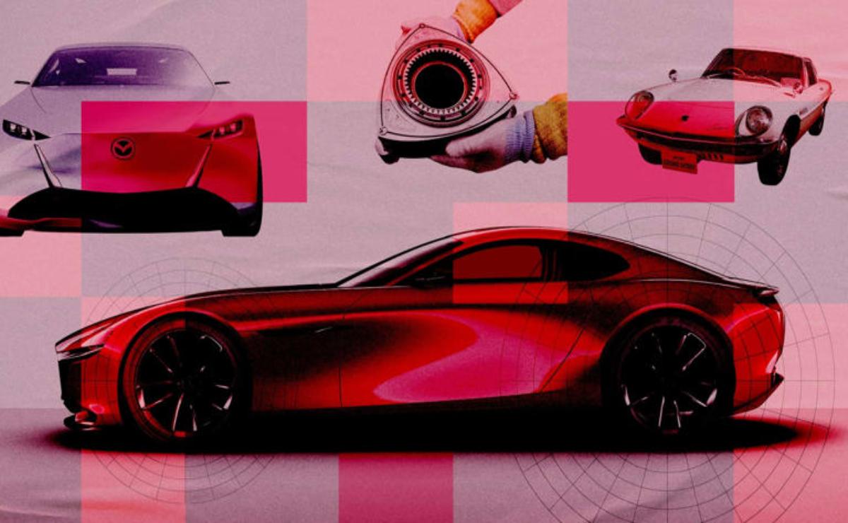 Sleek red sports car with design sketches and color samples.