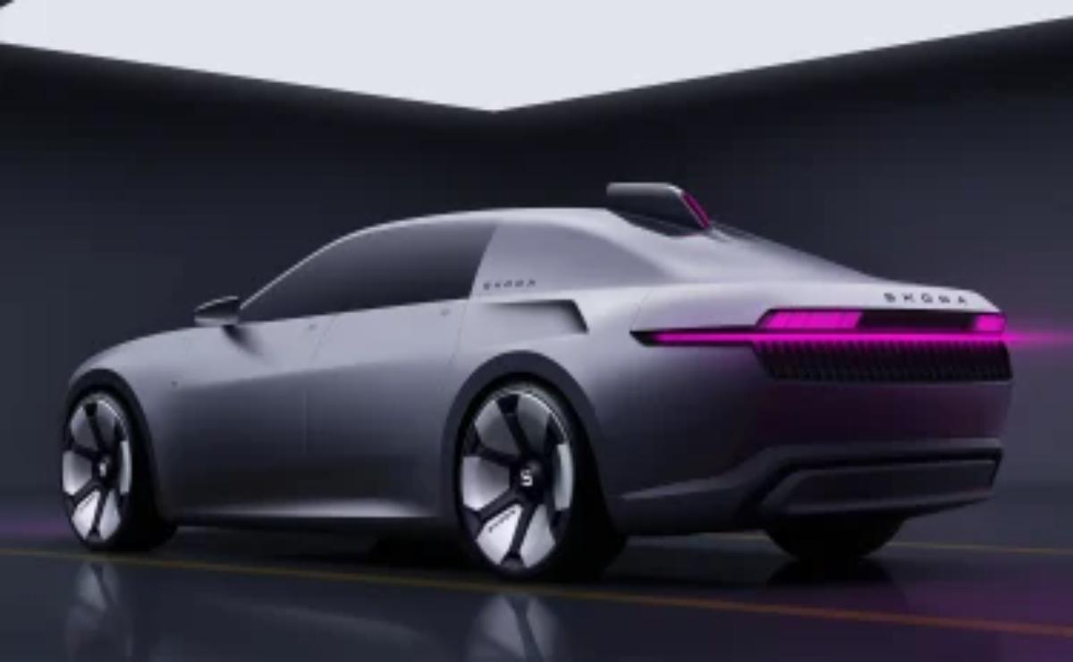 Sleek modern electric car with futuristic design and smooth curves.