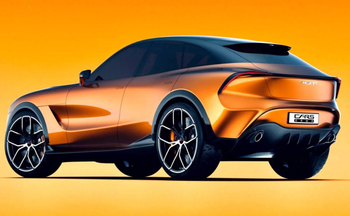 Sleek orange sports car with modern design and black rims.