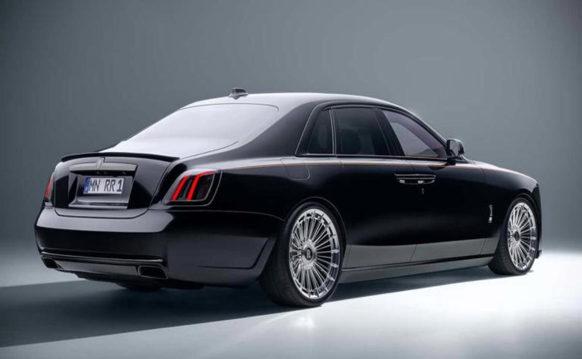 Luxury black sedan with sleek design and stylish alloy wheels.