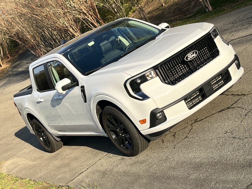 Close-up of the 2025 Ford Maverick Lobo’s 19-inch black alloy wheels and performance tires